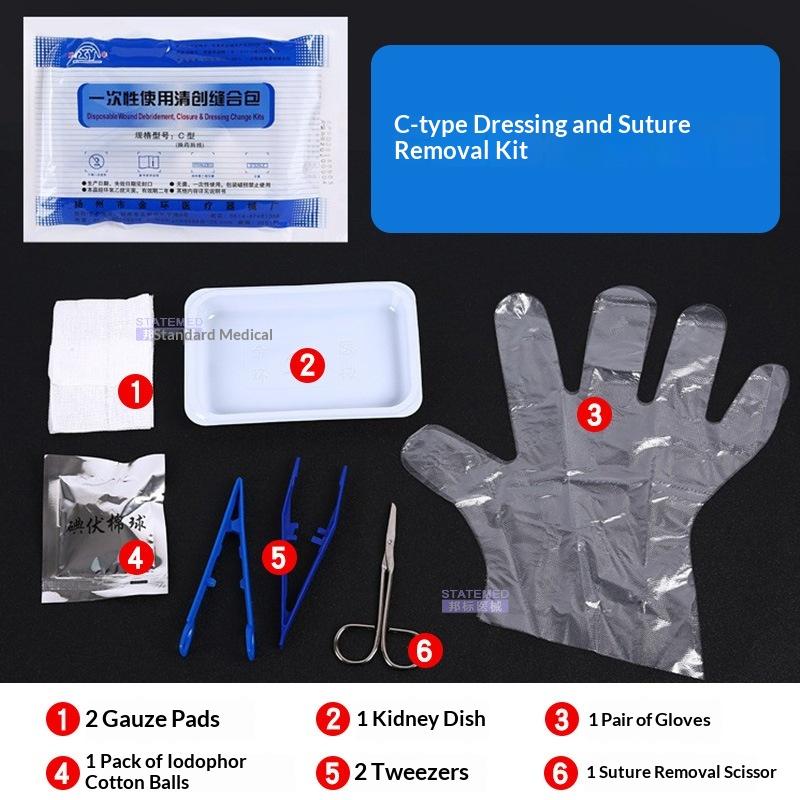 1 Set Debridement Suturing Disinfection Wound Care Tool Kit New Sterile Disposable Dressing Replacement Tool Kits