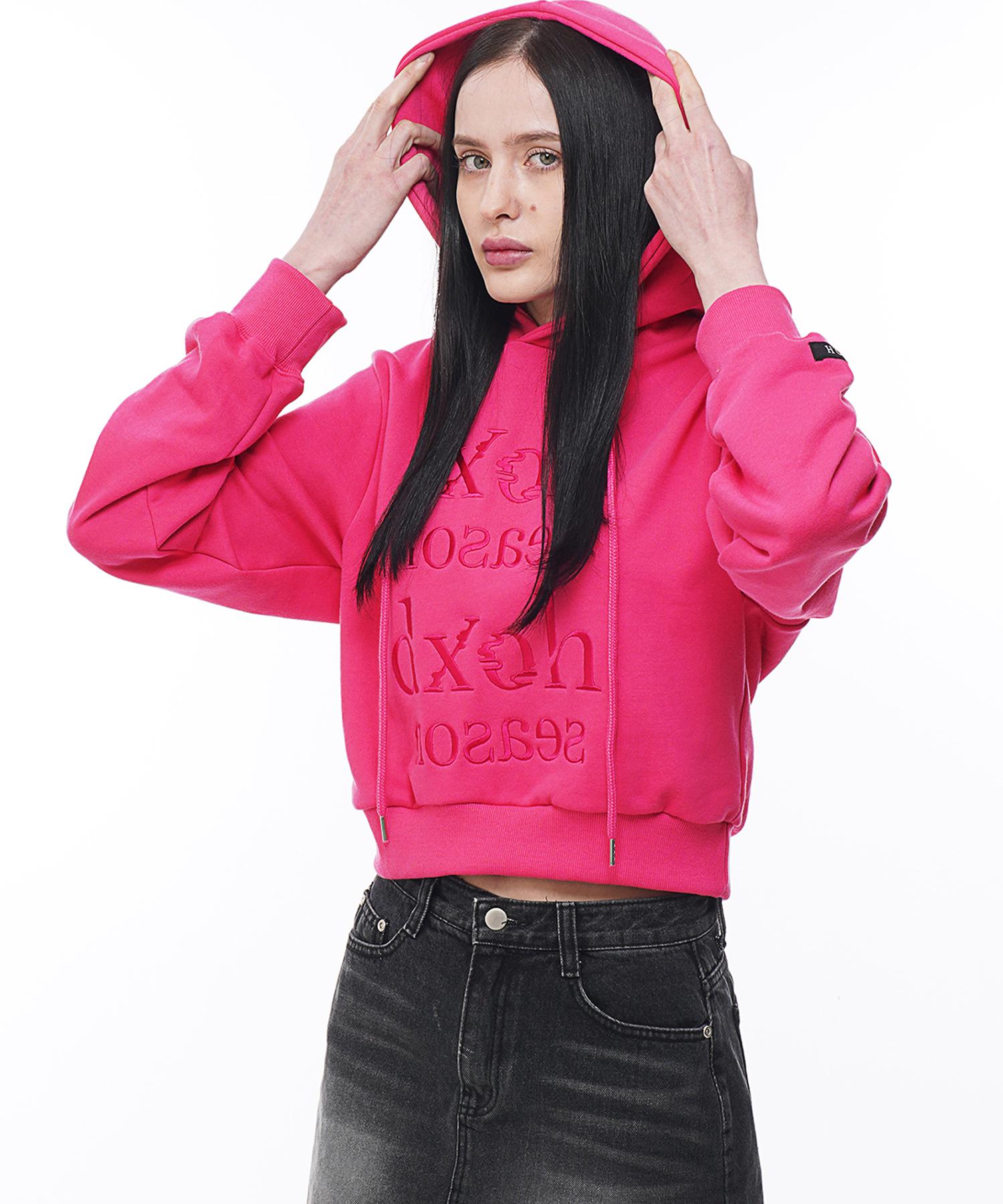 D So H Season Logo Semi-Crop Hoodie [Pink] Free