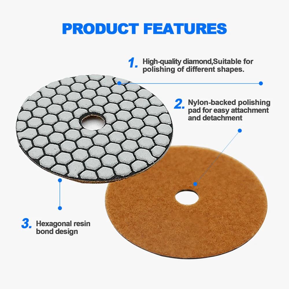 6Pcs 100mm 4inch Dry Polishing Pad Sanding Discs for Marble Granite Ceramic Stone  Angle Grinders Diameter