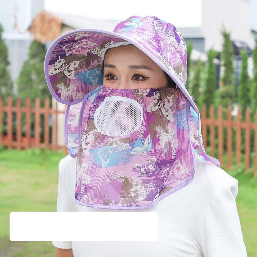 Quick Drying Sun Protection Hat Wide Brim Face Covering Sunhat Portable Women Fisherman Hat  Ladies