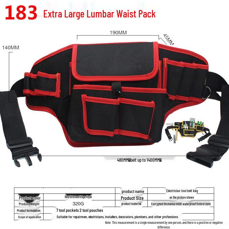 Thickened Canvas Multi-Tool Waist Bag with Large and Small Pockets for Electricians