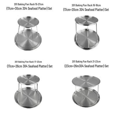 Stainless Steel Double Layer Seafood Platter: Sashimi, Oyster, Shrimp, Crab Tower Buffet Display Stand & Dim Sum Rack