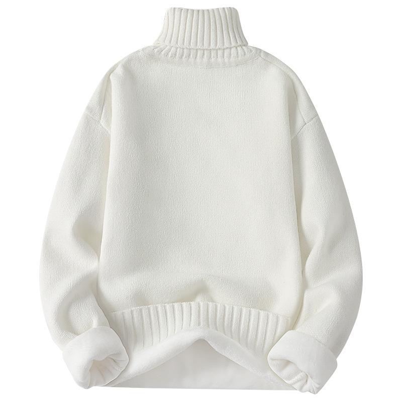 5 Klasických barev Podzimní a zimní Pánský svetr s dlouhým rukávem a vysokým límcem Jednobarevný s tlustým fleecem Pulovr Pánský teplý pletený svetr