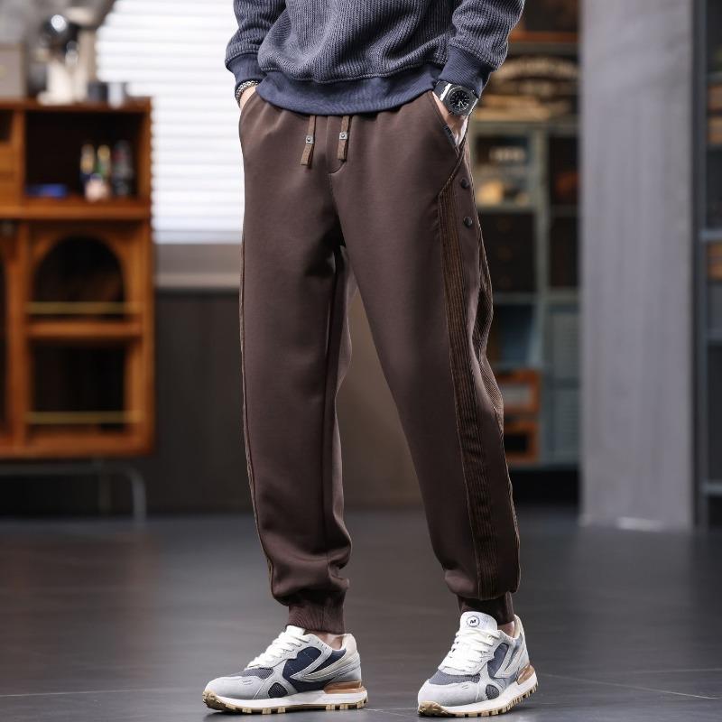 Fleece Thickened New Loose Harlem Sweatpants Autumn Winter Men's American Patchwork Striped Casual Pant