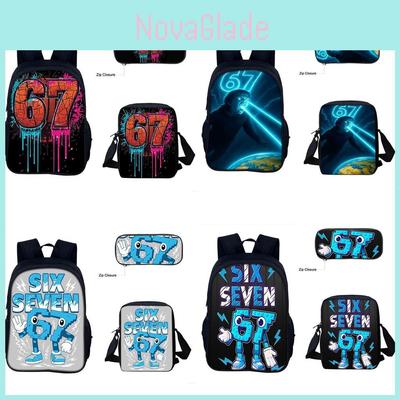 67 Set de Mochila Escolar de Dibujos Animados Anime Con Material de PU Transpirable Para Estudiantes