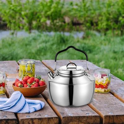 1.5L Camping Kettle Water Pot Hiking Picnic Stainless Steel Anti-rust Material Cookware with