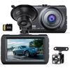 JT Dash Cam with Front and Rear 1296P 32GB Wide Dual Image Correction Cameras, 3-inch HDD, 175-Degree Angle, Recording, HDR/WDR