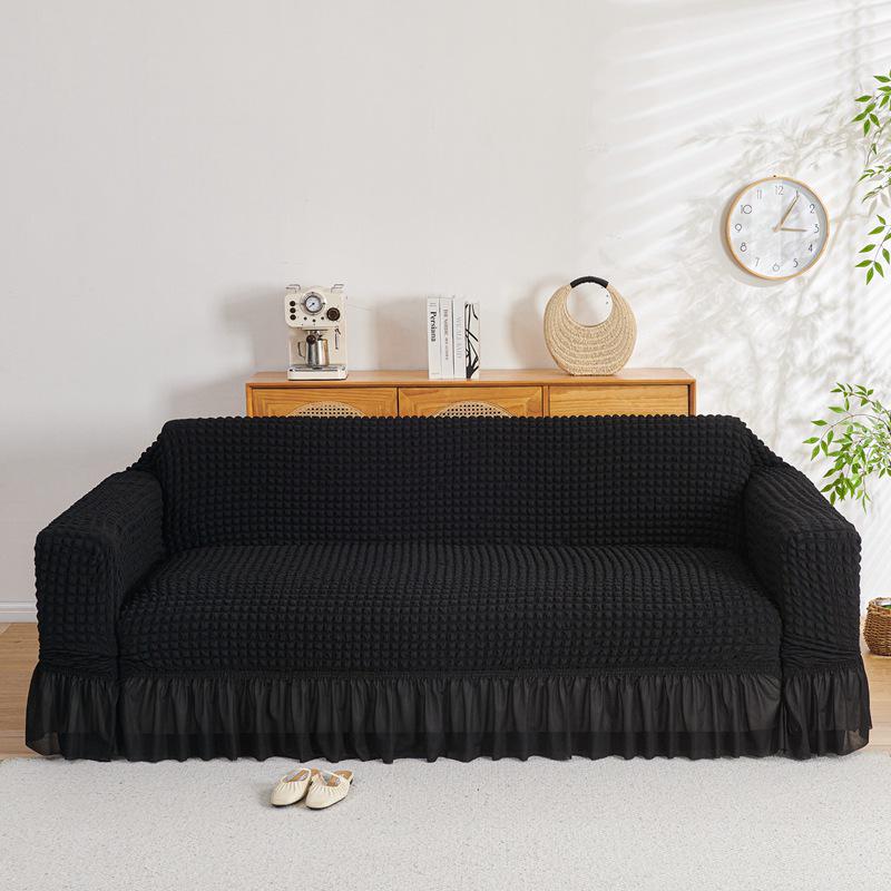 Four Seasons Wind Bubble Gauze Sofa Skirt, Thick & Fully Wrapped, High-End Elastic Cover for Lazy Person