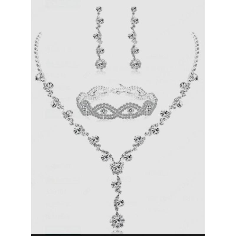 Fashion Crystal Necklace, Earrings, Bracelet, Ring, Jewelry, Wedding Accessories, Versatile for Brides