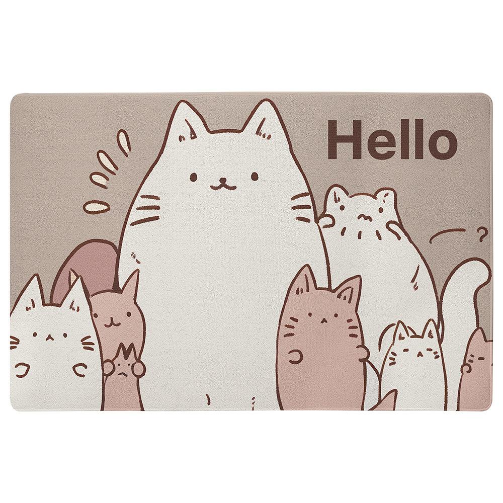 Cartoon Cute Cat Entry Door Non-slip Keni Velvet Floor Mat Household Dust Absorbent Entrance Door Carpet