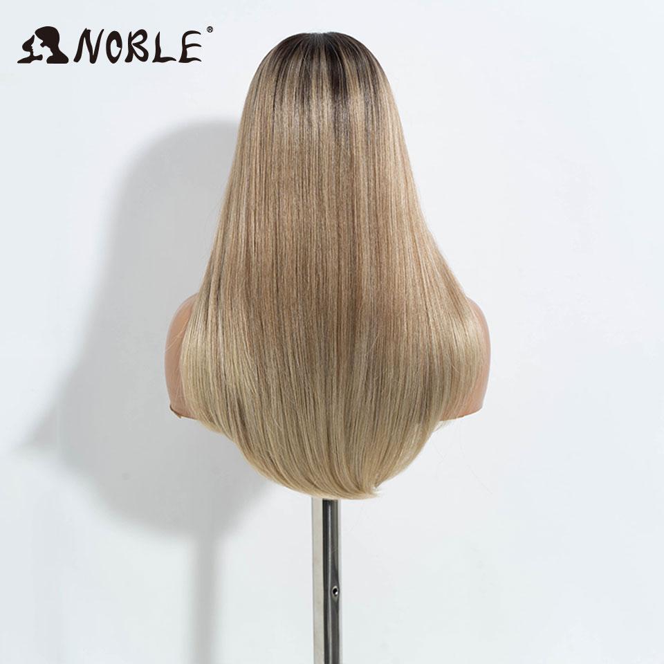 Noble Synthetic Lace Front Wig Straight Baby Hair Bob Wig Synthetic Lace Wig 22 Inch Dark Root Platinum Blonde Wigs For Women