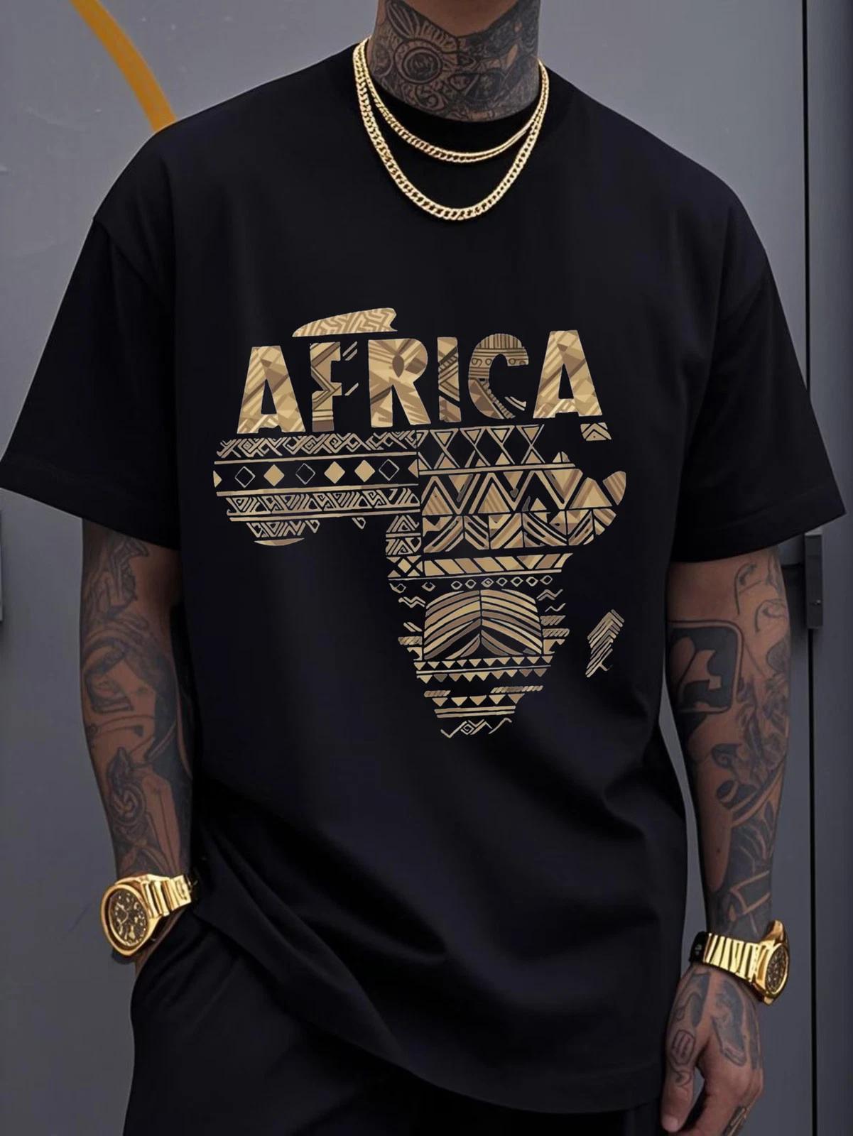 Plus Size Africa Tribal Print Comfortable Breathable T-Shirt for Casual Wear, Ca XS