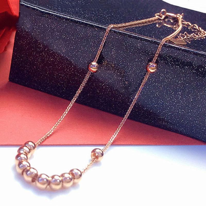 Color Gold Purple Gold Glossy Bead Bracelet Femininity Pure Rose Gold Plated Jewelry