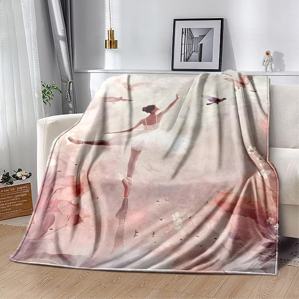 Dreamy Ballerina Flannel Blanket - Soft and Comfortable, Suitable for Sofas, Beds, Offices, Travel, and All Seasons, Making It A Perfect Holiday Gift.