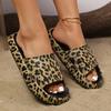 Women's Thick-soled Leopard-print Slippers Worn with A Pair of Flip-flops On Top
