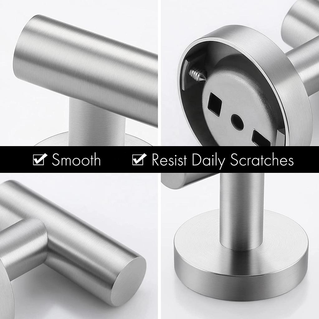 High Quality 4 PCS Set Heavy Duty Decorative Wall Hooks Rustproof Bathroom Towel Hook Stainless Steel Hat Coat Hook