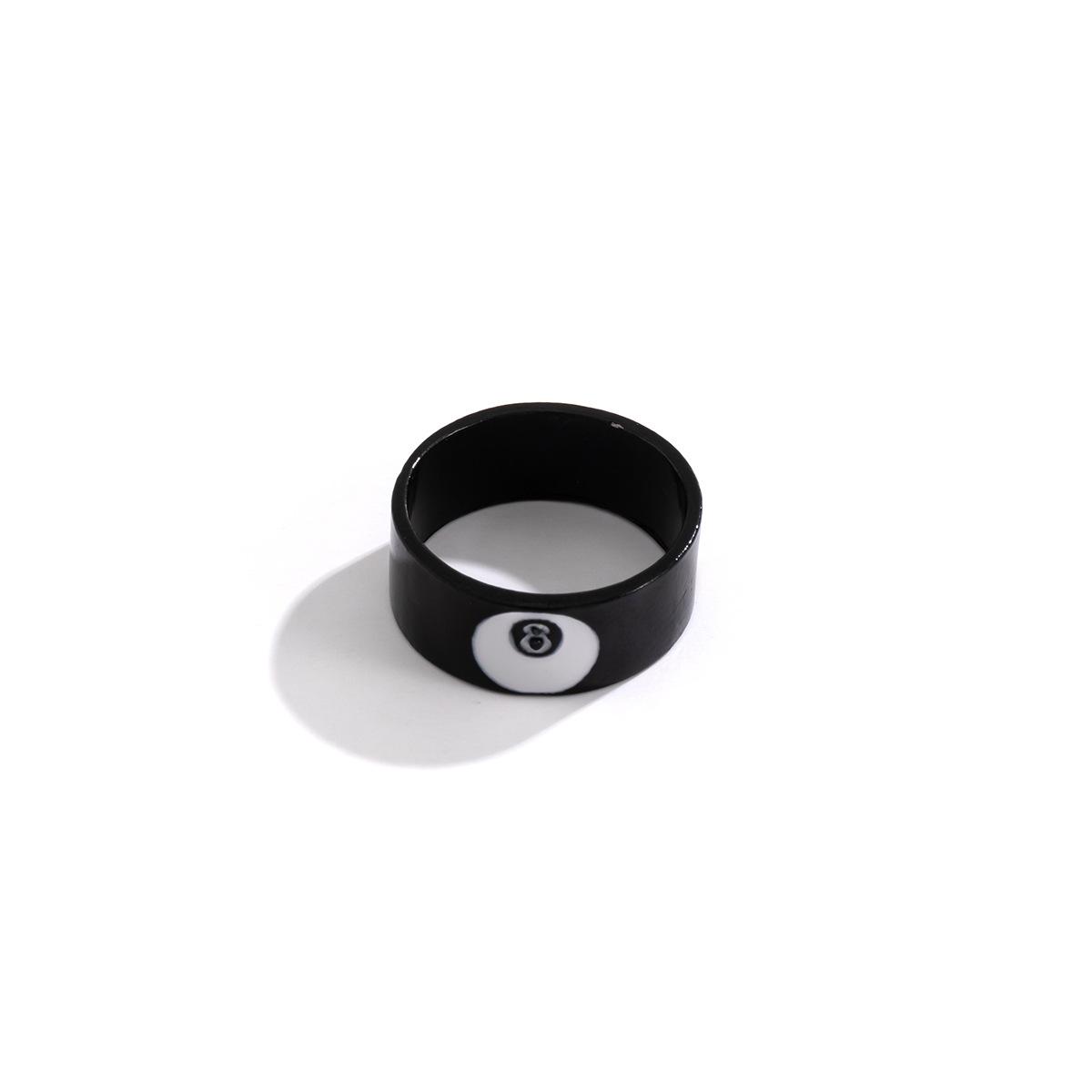 

Niche billiards sweet cool digital ring female, simple 8-character painting oil ring geometric jewelry