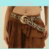 Retro-Leopardenmuster-Damen gürtel mit goldener Schnalle für lässigen Vintage-Stil