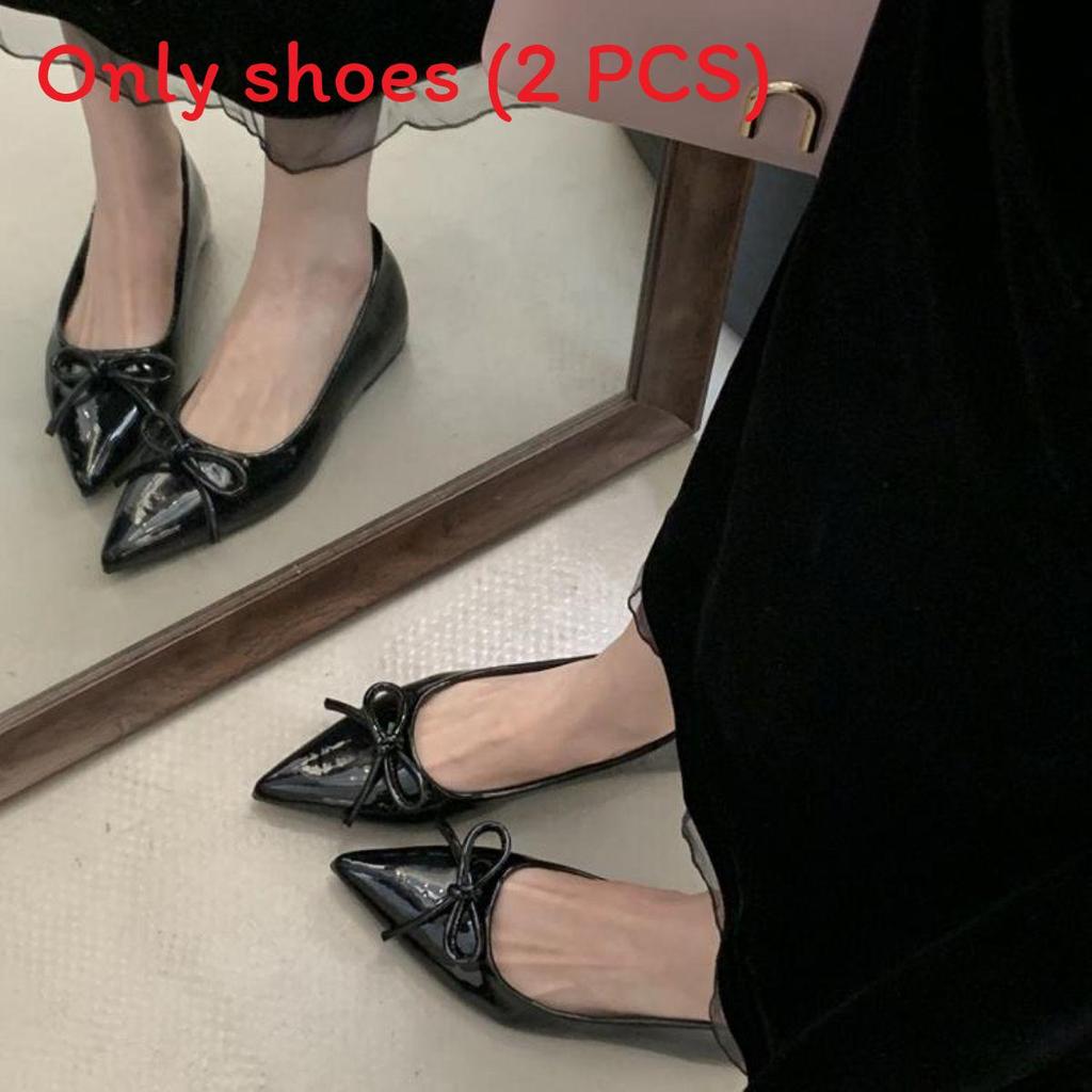 Womens French Style Flat Shoes With Bow Detail For Daily Office And Casual Wear