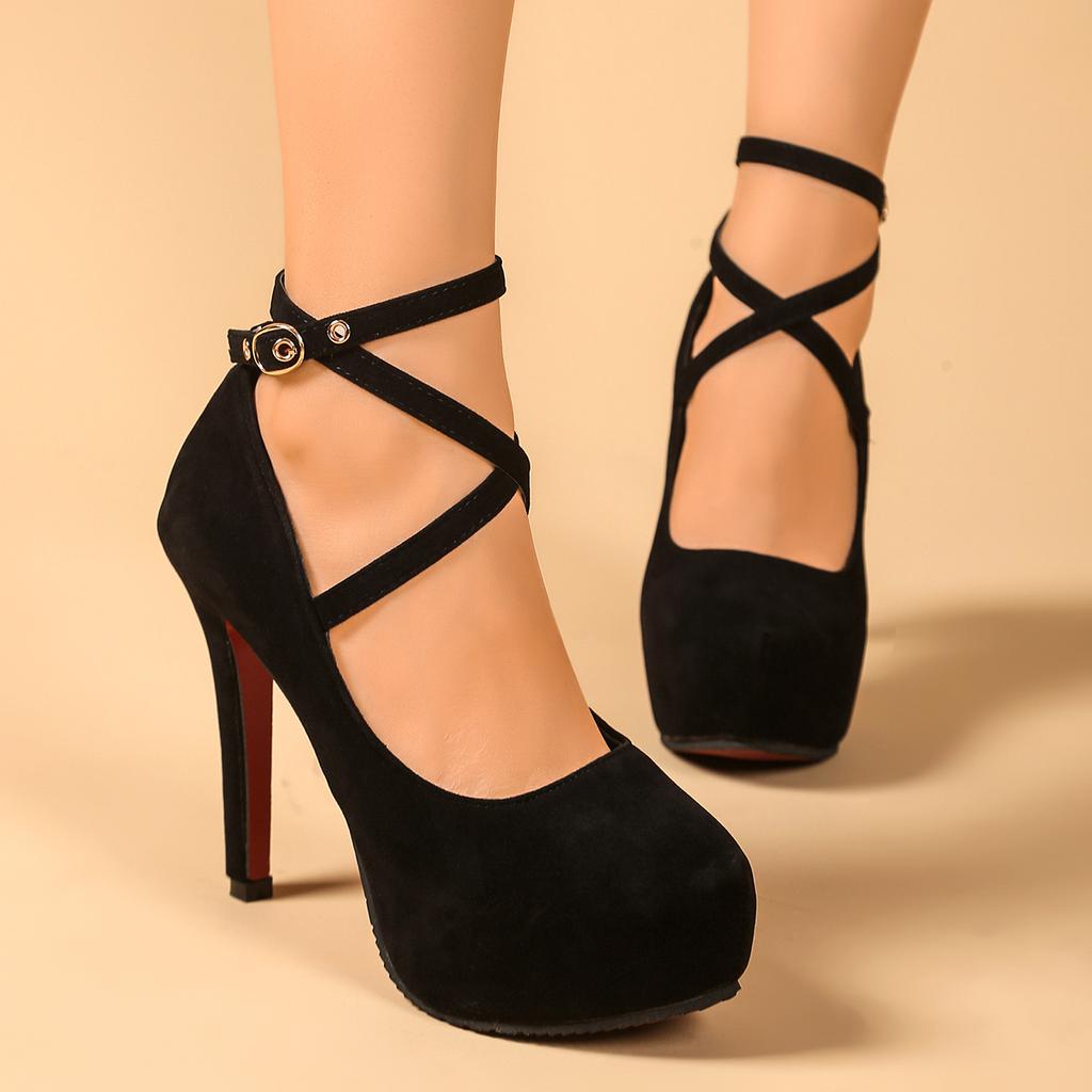 Fashion Summer Shoes Platform Heels Woman Ankle Strap Shoes Fashion Sexy High Heels Ladies Stilettos Strappy Pumps Women's Sandals