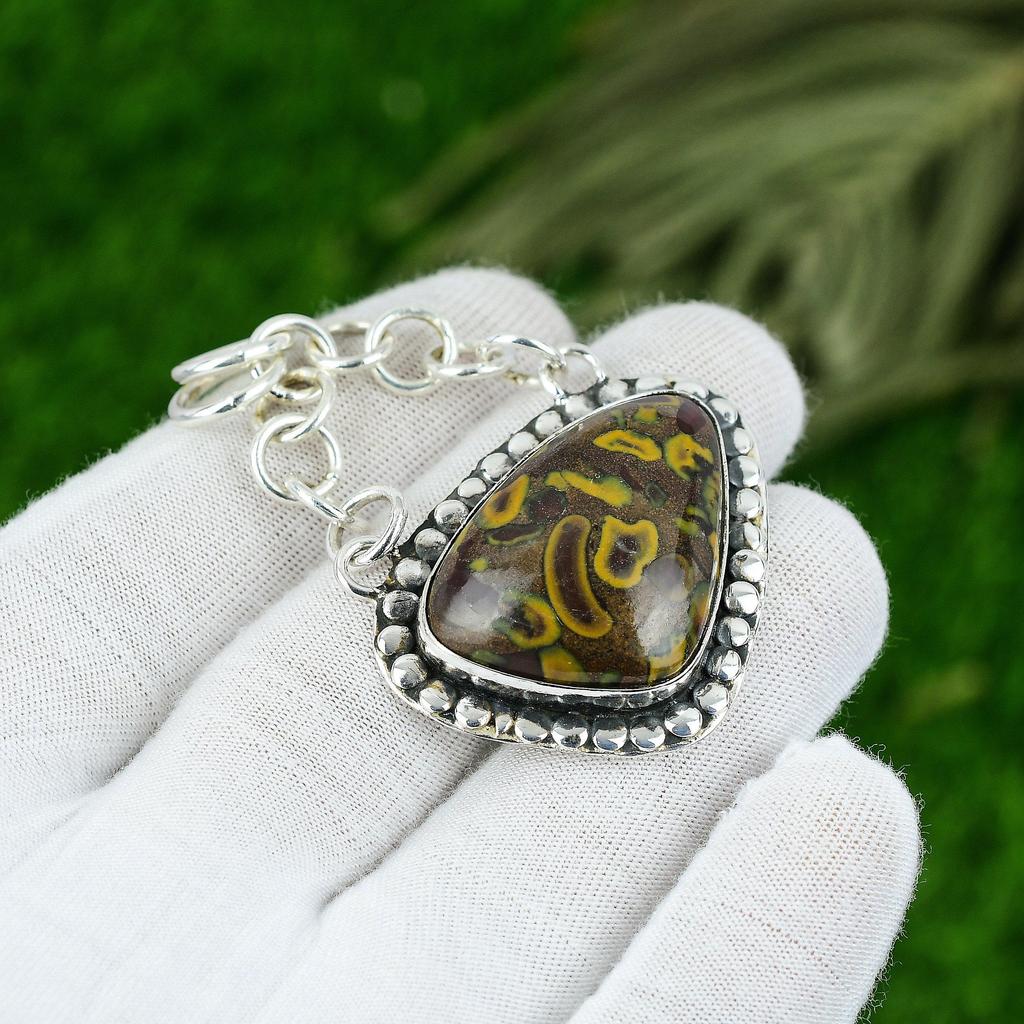 Natural Fruit Jasper Gemstone Pendant 925 Sterling Silver Jewelry For Women