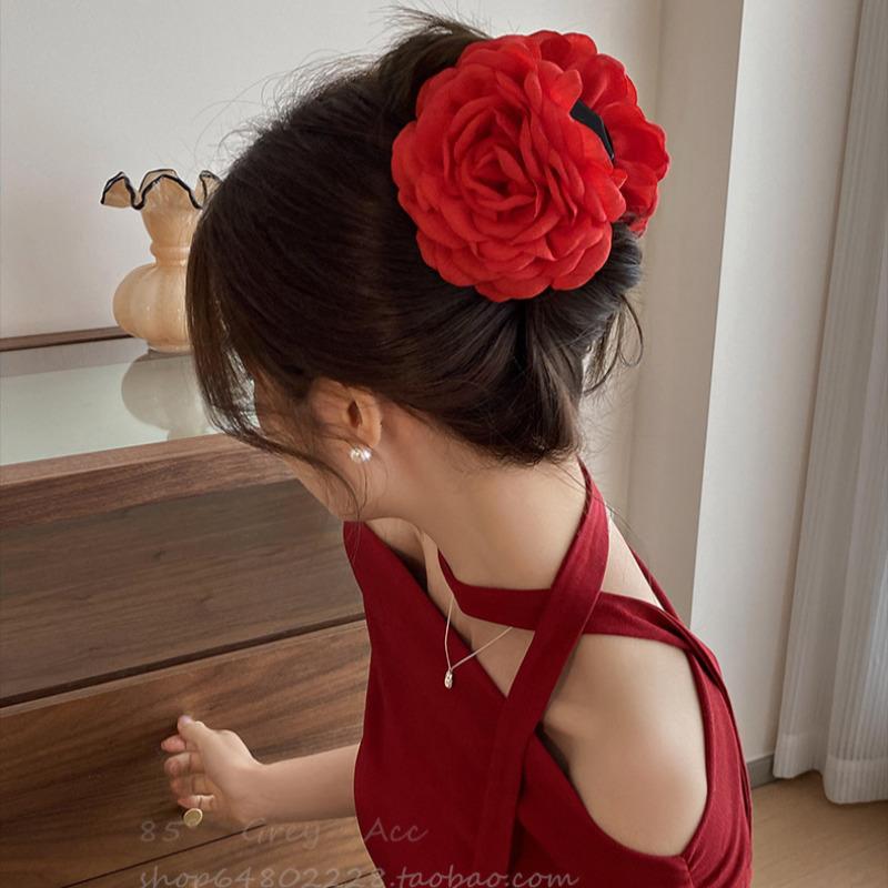2pcs/set French Large Flower Hair Claws Korean Flower Hair Clip Grab For Women Ponytail Hairpins Barrettes Hair Accessories Gift
