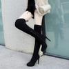 Fashion 2025 New Fashion Pointed Toe Over-The-Knee Boots Women Red Zipper High Heels Shoes Winter Striptease Motorcycle Long Botas