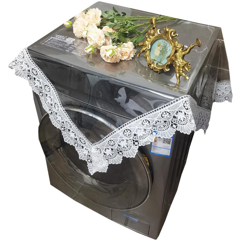 Lace PU Washing Machine Cover Cloth, Waterproof, Dustproof, Non Washable, Transparent Protective Cover Pad Universal Pad