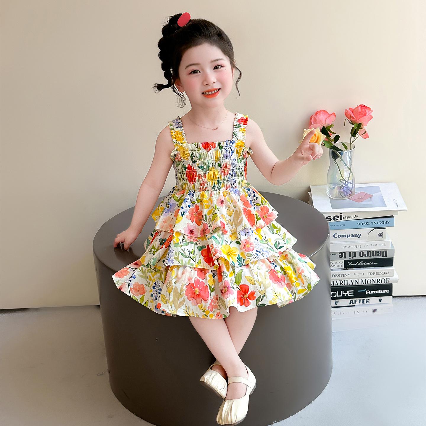 Floral Strappy Cake Dress - Cute Summer Fashion for Toddler Girls (2026) 140 cm