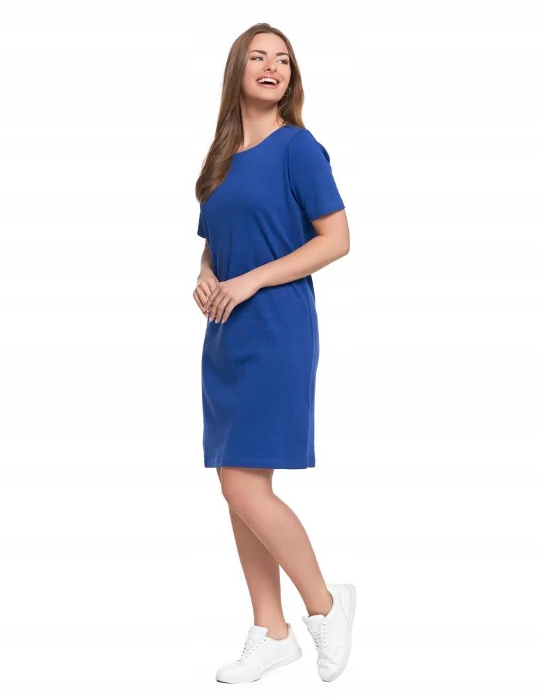 Women's Cotton Dress Short Sleeve Above Knee Comfortable MORAJ M NAVY