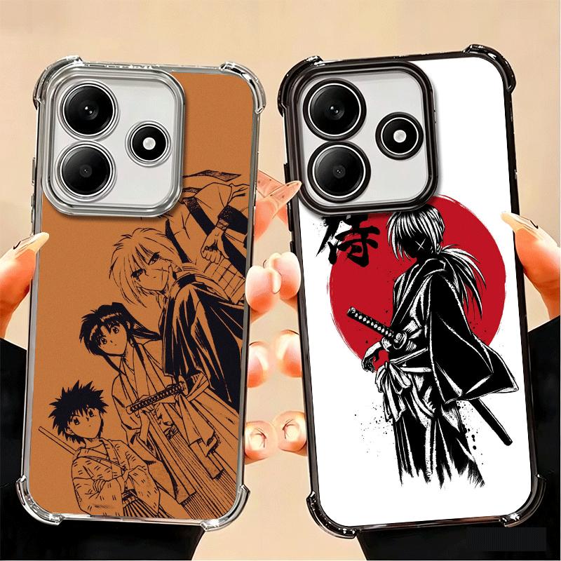 Rurouni Kenshin Anime Plating Phone Case For Xiaomi Poco X5 X6 X7 X8 Pro Max F8 Ultra F7 M8 M7 M5S Redmi 15C 15 14C 13C 13 X3 12