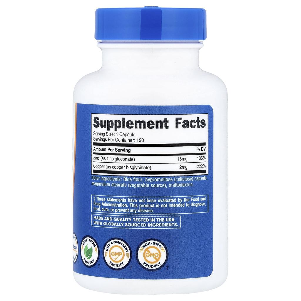 Nutricost Zinc + Copper, 120 Capsules