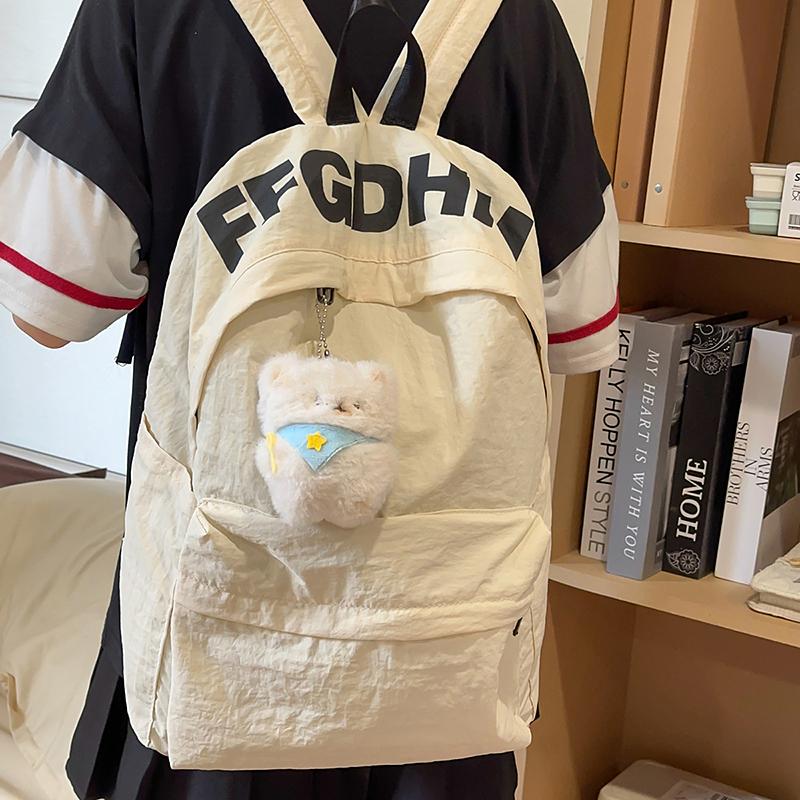 Women's Letter Backpack Junior High School Students Lightweight Schoolbag Large Capacity Backpack