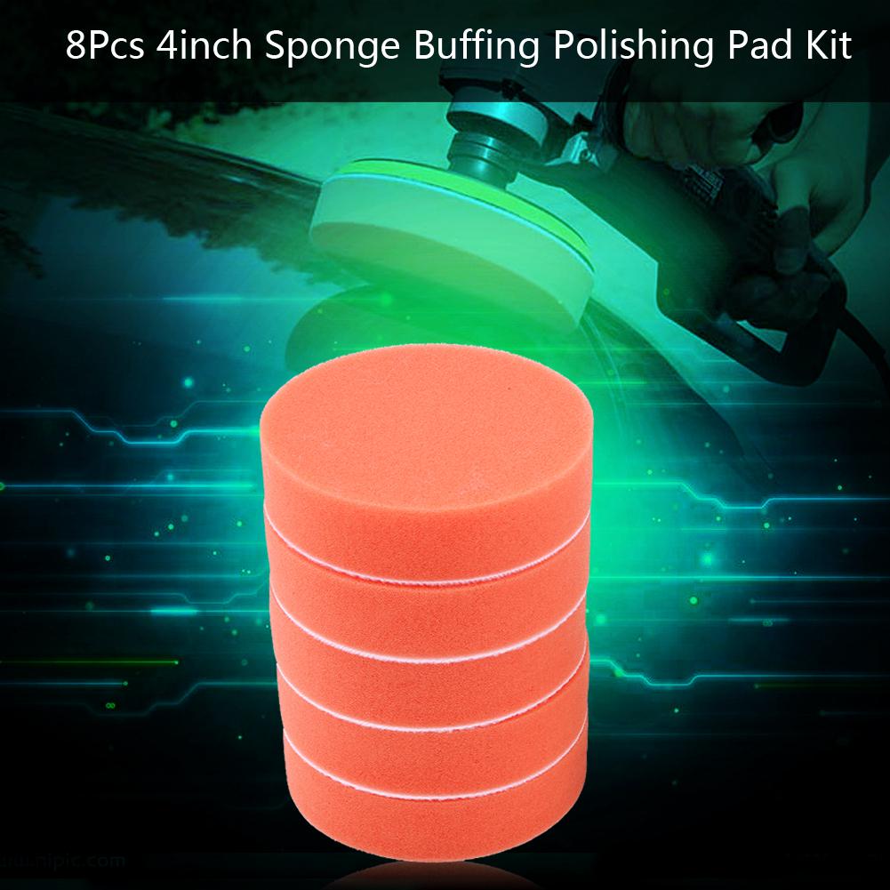 

8Pcs 4inch Sponge Buffing Polishing Pad Kit for Car Polisher with Adapter