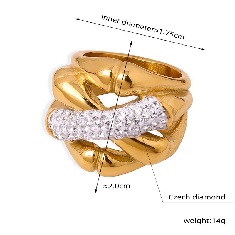 316L Stainless Steel Rings for Women 18K Gold Plated Hollowed Inlaid Zircon No Tarnish Women's Ring Minimalist Couples Zircon