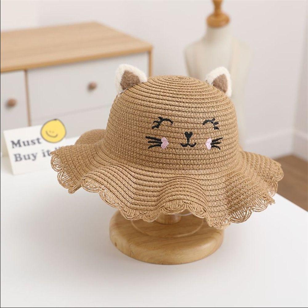 Multiple Colors Girls Sun Hat Cute Cat Children Sun Hat Fashion Fisherman Hat  Summer