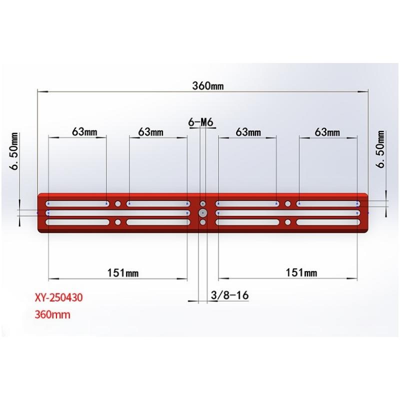 Angeleyes 360mm Length 360x6.5mm Bar Shaped Hole Dovetail Board Can Through M6 1/4 Inches Screws Black & Red Color