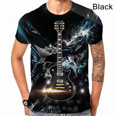 Electric Guitar 3D Top Digital Printed Men's Casual Short Sleeved T-shirts Sportwear Summer Men's T-shirt