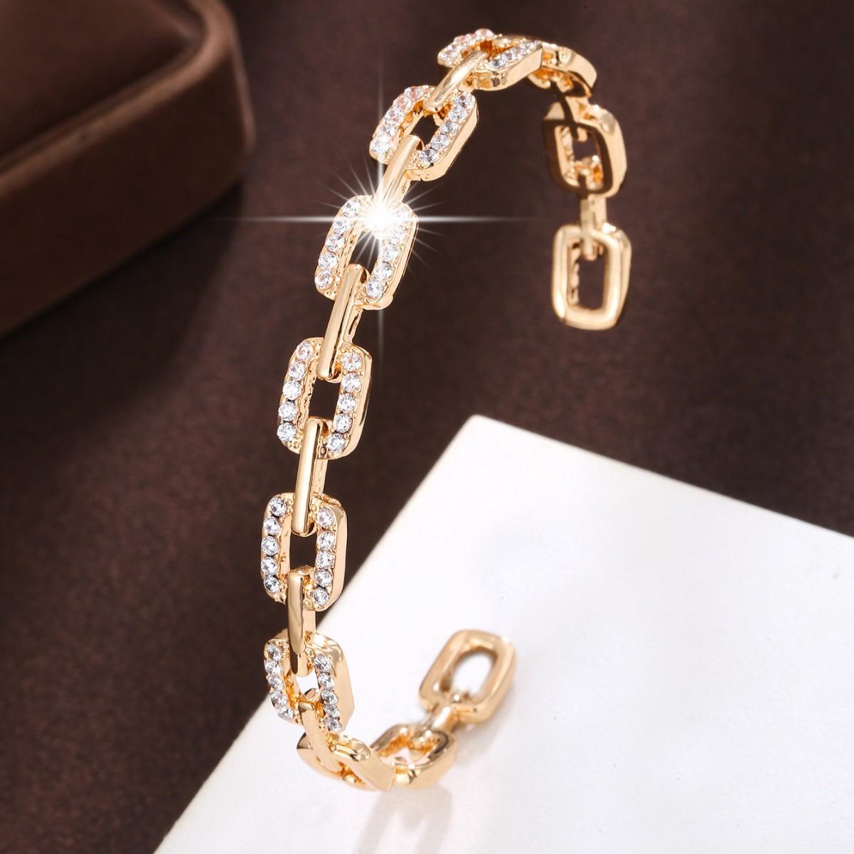 Women s Square Chain Open Micro Bracelet Internet Celebrity Accessories Bracelet One Size(16-22CM)