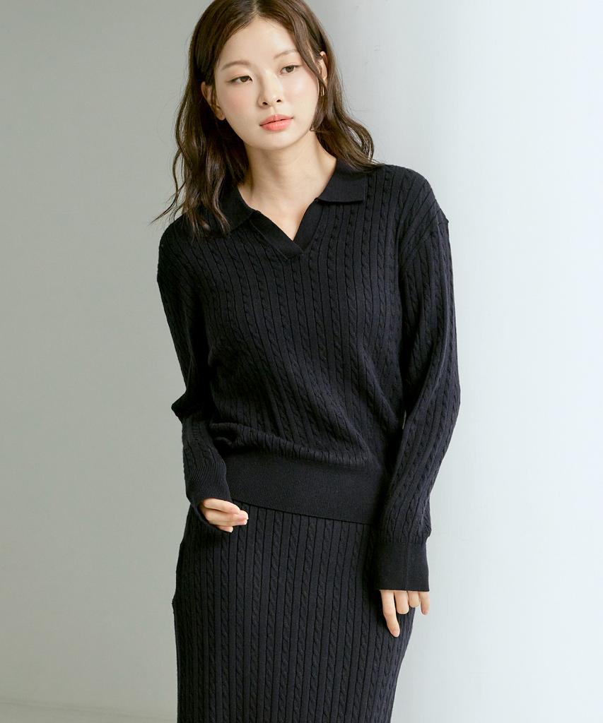 210EDIT Women'S Cable Knit Skirt [Navy]_Zf4Ss535