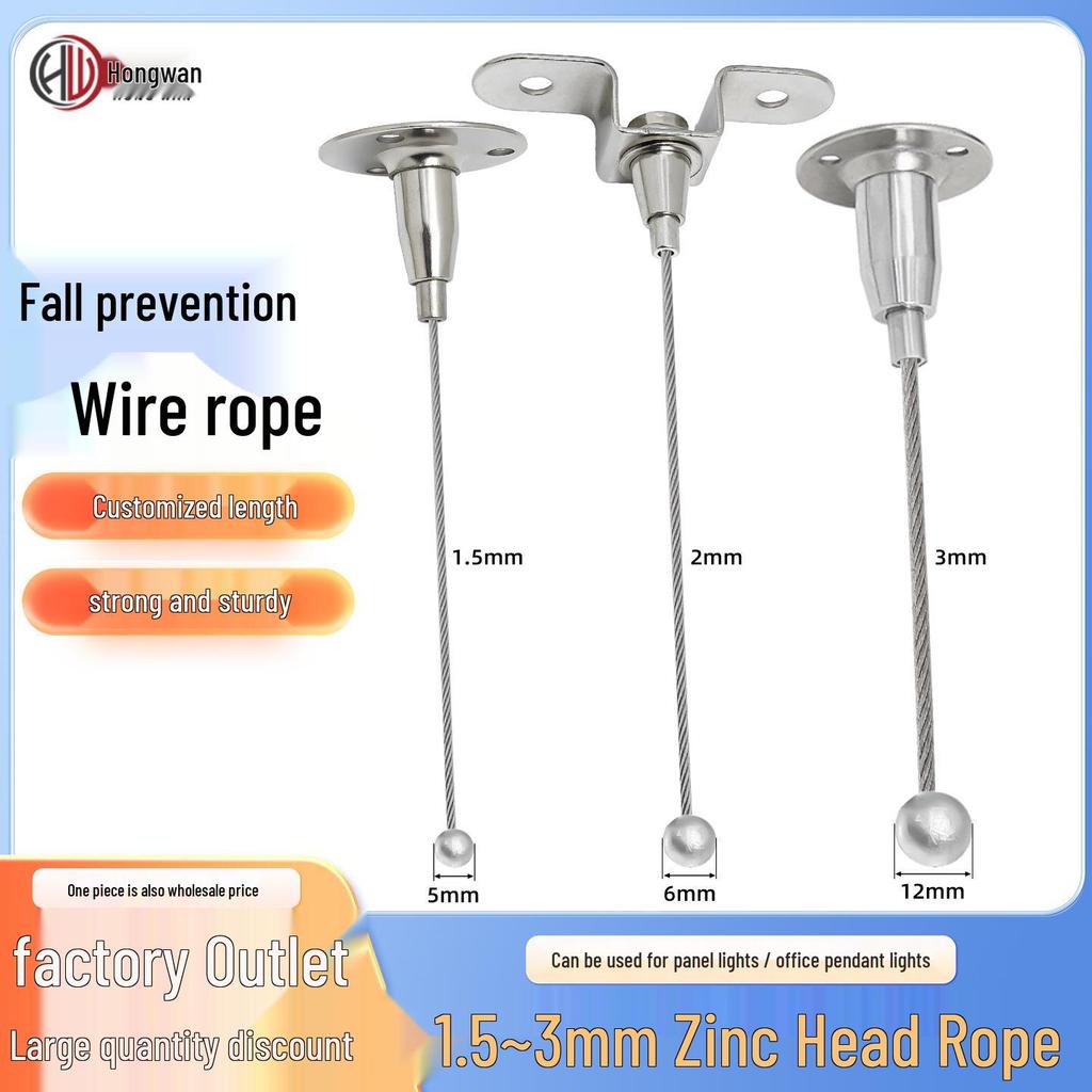 1.5-3mm Steel Cable Safety Rope with Zinc Head and Hanging Bracket for Lighting and Signage