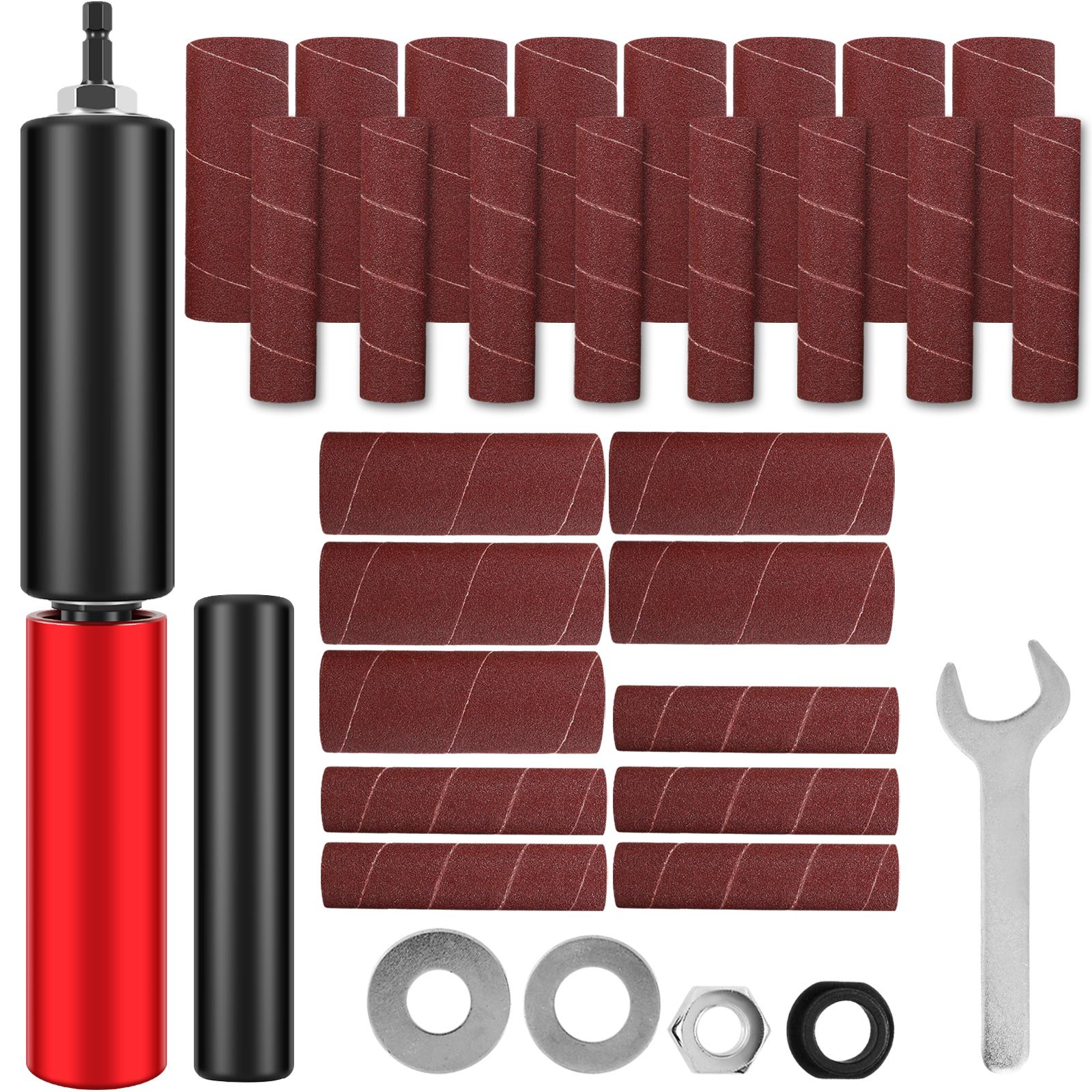 

Spindle Sander Adapter Electric Drill Sanding Sleeve with 120 Grit Sandpaper Drum Fits Most Drill Chucks DIY Polishing Grinding красный