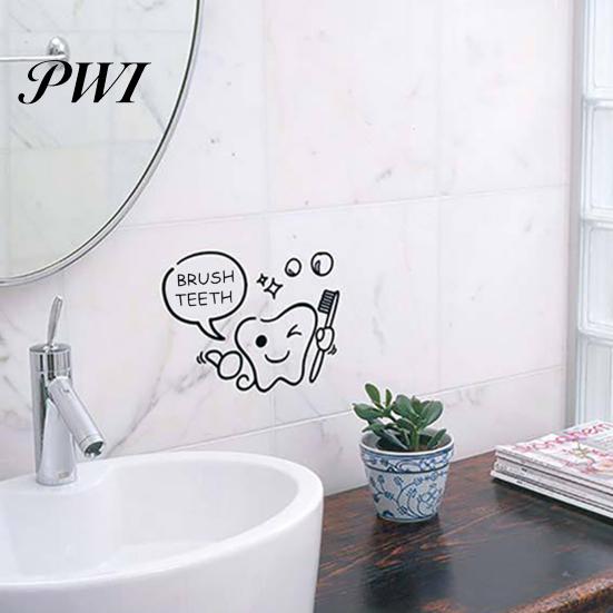 Desen animat Periați-vă dinții Periajul de dinți Cameră de duș Vinil Autocolant Murale Decor de perete