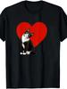 Funny Tuxedo Cat Valentine'S Day T-Shirt - A Black Shirt Featuring a Red Heart Print Combined with a White Tuxedo Tabby Cat Design