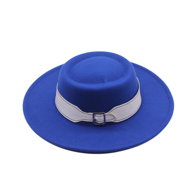 European and American fashion autumn and winter woolen top hat women, British retro temperament big-brimmed jazz hat women's concave felt hat