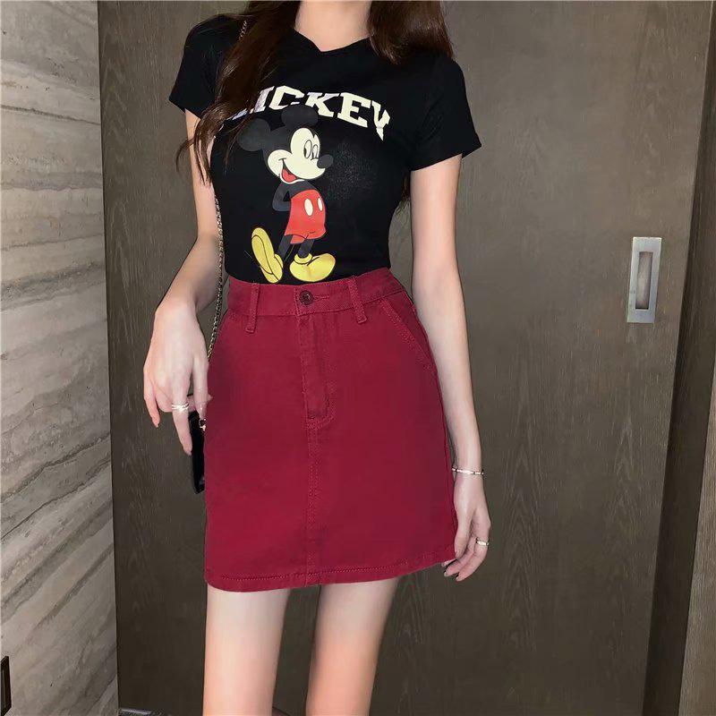Plus Size Denim Midi Skirt - High Waist Casual Spring/Summer A-Line Bodycon Skirt for Women