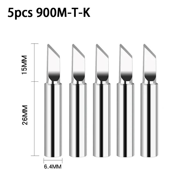 Soldering Iron Tips 5packs 900M-T Series K/SK/B/I/IS/1C/2C/3C/4C/2.4D/3.2D Lead-Free Welding Head BGA Soldering Tool Accessories
