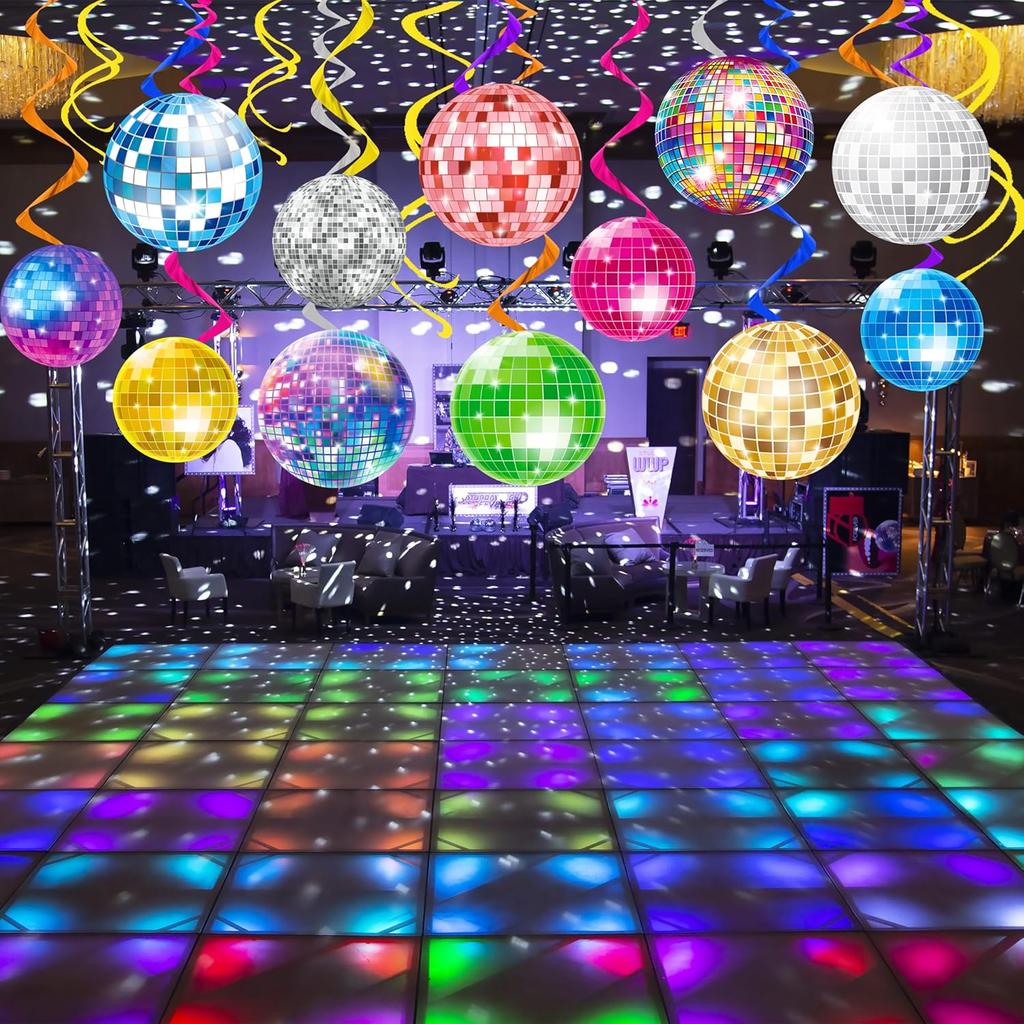 Disco Ball Party Hanging Swirls 70s Disco Birthday Party Decoration Disco Ball Themed Swirl Ceiling Disco Party Hanging Streamer for 70s 80s Baby