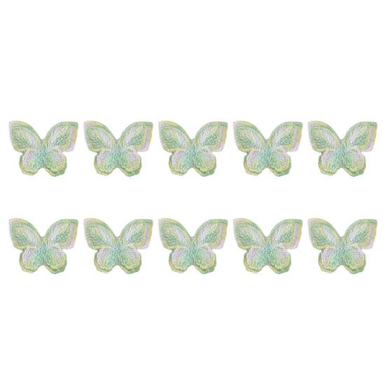 

10 шт., вышивка, аппликация, бабочка из органзы, высокая устойчивость цвета, трехмерная 5,5 см, сетка, тканевая нашивка «сделай сам», товары для дома зелёный