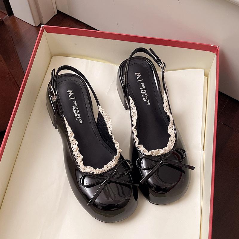 Silver French Ballet Light Mouth Thick Heel High Heels Women's 2025 Summer New with Skirt Heightening Mary Jane Sandals